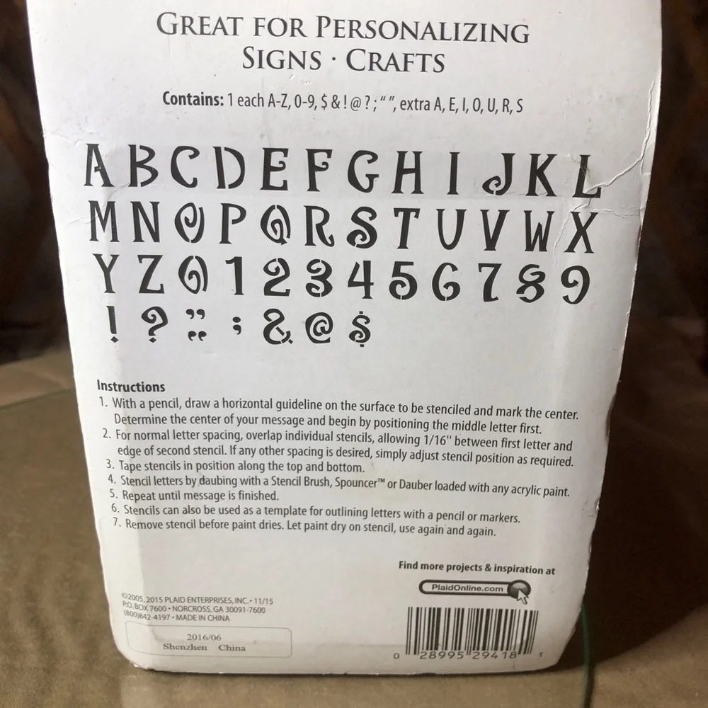 FolkArt Blue Letter Stencils